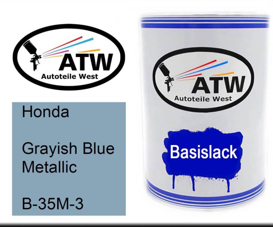 Honda, Grayish Blue Metallic, B-35M-3: 500ml Lackdose, von ATW Autoteile West.